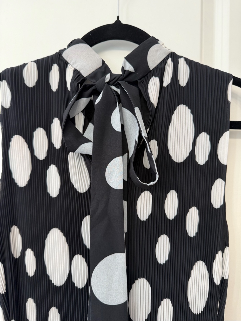 Milly Sleeveless Black Midi Dress with White Polka Dot Print - Picture 7 of 8